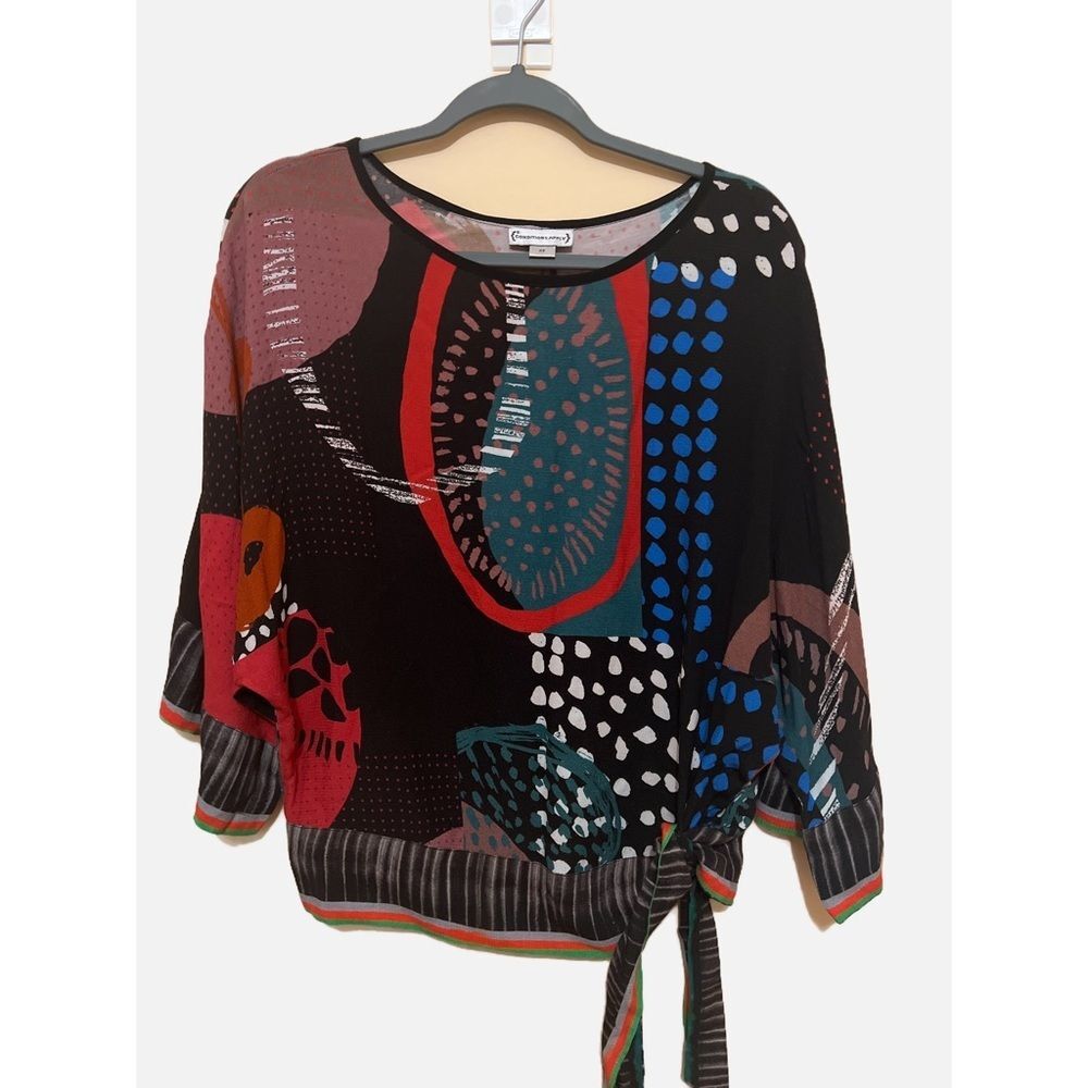 Anthropologie Patchwork Tie-Waist Blouse - Picture 4 of 6